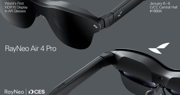 RayNeo Air 4 Pro Debuts as World’s First HDR10 AR Glasses at CES 2026
