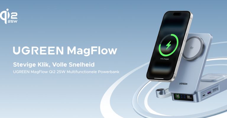 Ugreen Introduces MagFlow 2-in-1 Qi2 20K Power Bank with Foldable Design and Digital Screen